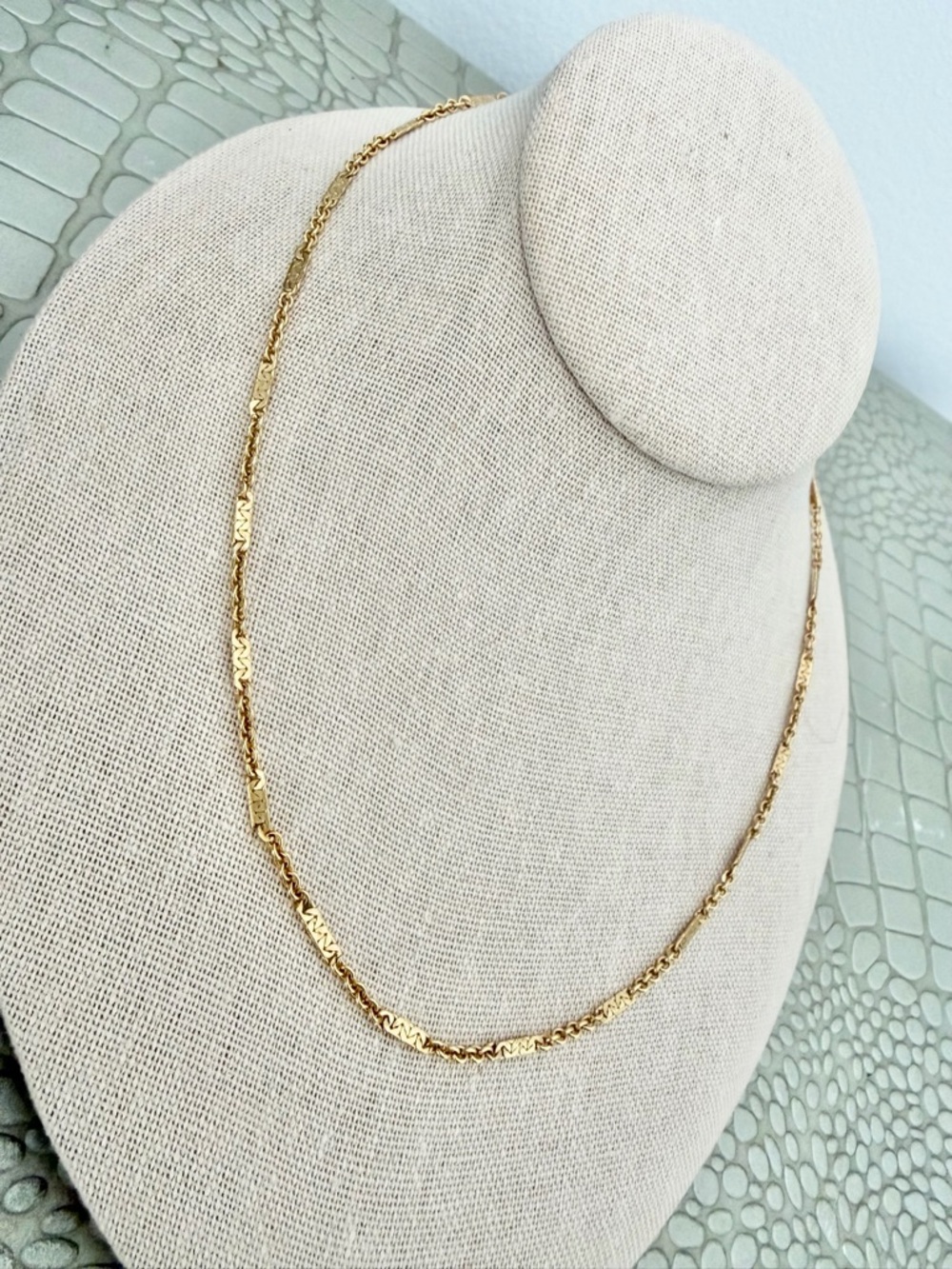 Vintage 12k Gold Filled Necklace Bar Link Chain Stacking Layering 18”